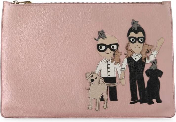 Dolce & Gabbana Pre-owned Pre-owned Dolce Gabbana Pink Leather Family Clutch Bag Roze Dames