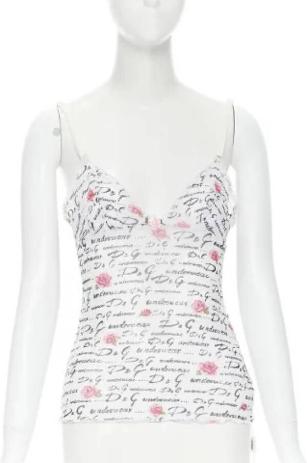 Dolce & Gabbana Pre-owned Preated Mesh Tops White Dames