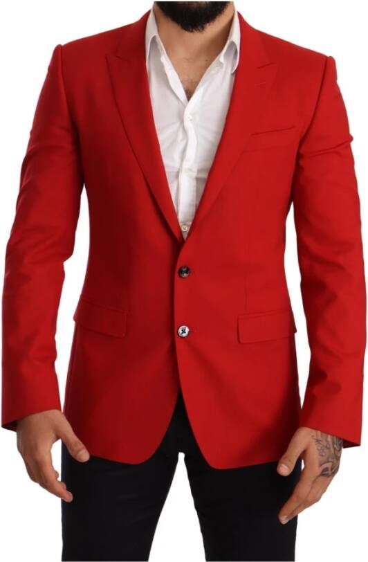 Dolce & Gabbana Pre-owned Red Wool Slim Fit Coat Martini Blazer Rood Heren