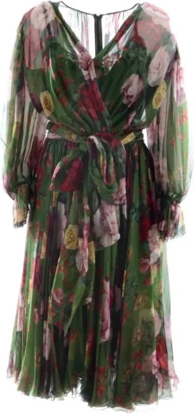 Dolce & Gabbana Pre-owned Silk dresses Groen Dames