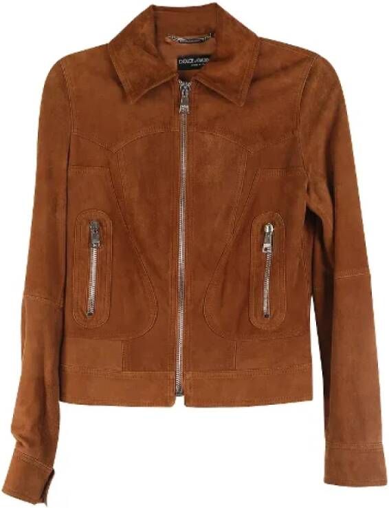 Dolce & Gabbana Pre-owned Suede outerwear Bruin Dames