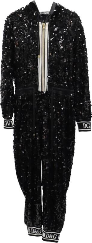 Dolce & Gabbana Pre-owned Voldoende pailletten jumpsuit met capuchon Zwart Dames