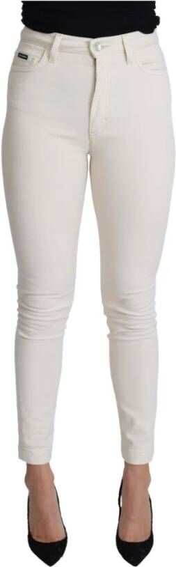 Dolce & Gabbana Pre-owned White Cotton Stretch Skinny Denim Trouser Jeans White Dames