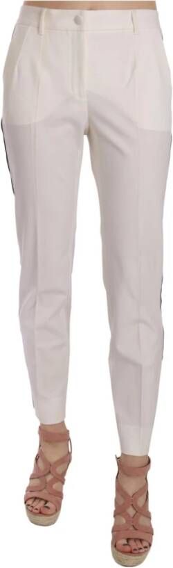 Dolce & Gabbana Witte broek met zijstreep van wol met taps toelopende pijpen Wit