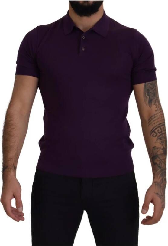 Dolce & Gabbana Paarse Cashmere Polo Top Heren T-shirt Purple Heren