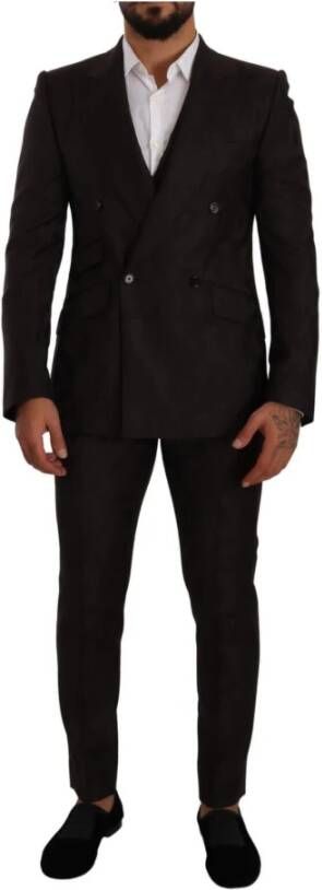 Dolce & Gabbana Purple Sicilia Double Breasted Slim Suit Paars Heren