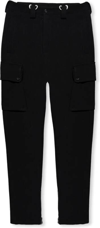 Dolce & Gabbana Wollen broek met wijde pijpen en klepzakken Black Heren