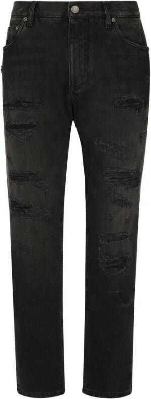 Dolce & Gabbana Versleten straight-leg jeans Black Heren