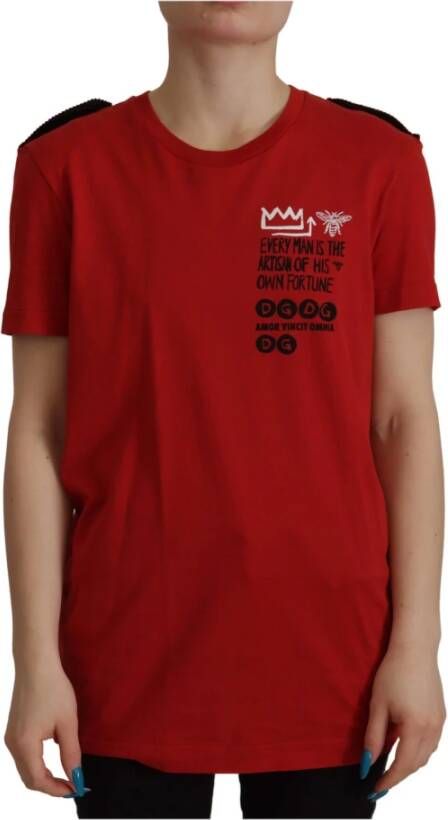 Dolce & Gabbana Red Amor Vincit Omnia Crewneck T-shirt Rood Dames