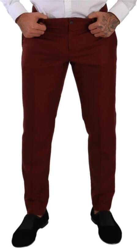 Dolce & Gabbana Red Cashmere Silk Dress Men Trouser Pants Rood Heren