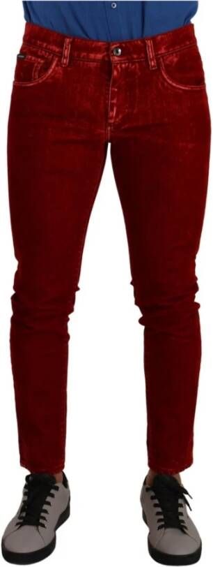 Dolce & Gabbana Rode Skinny Denim Jeans van Katoen met Stretch Red Heren