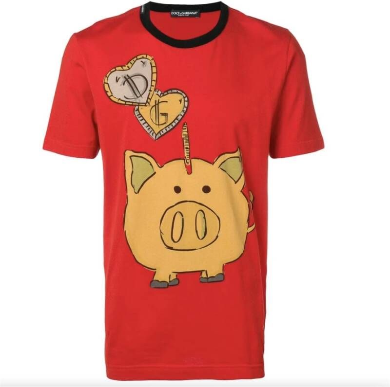 Dolce & Gabbana Rood Katoenen T-Shirt Klassieke Pasvorm Red Heren