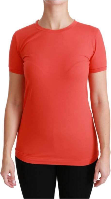 Dolce & Gabbana Red Crewneck Short Sleeve T-shirt Cotton Top Rood Dames