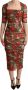 Dolce & Gabbana Rode Bloemenprint Sheath Midi Jurk Multicolor Dames - Thumbnail 1