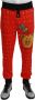 Dolce & Gabbana Red Piggy Bank Cotton Crystal Trousers Pants Rood Heren - Thumbnail 1