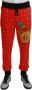Dolce & Gabbana Red Piggy Bank Cotton Crystal Trousers Pants Rood Heren - Thumbnail 1