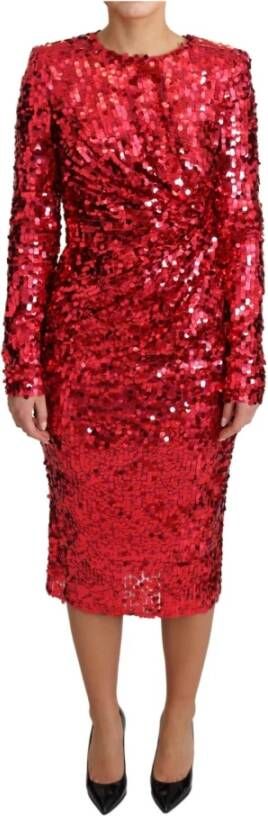 Dolce & Gabbana Rode Pailletten Potloodjurk voor Speciale Gelegenheden Red Dames