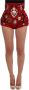 Dolce & Gabbana Rode zijden mini shorts met kristalversiering Red Dames - Thumbnail 1