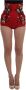 Dolce & Gabbana Rode Zijden Kristallen Rozen Hoge Taille Shorts Rood Dames - Thumbnail 1