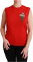 Dolce & Gabbana Red Tank Vest Crystal Flower Wool Top Rood Dames - Thumbnail 1