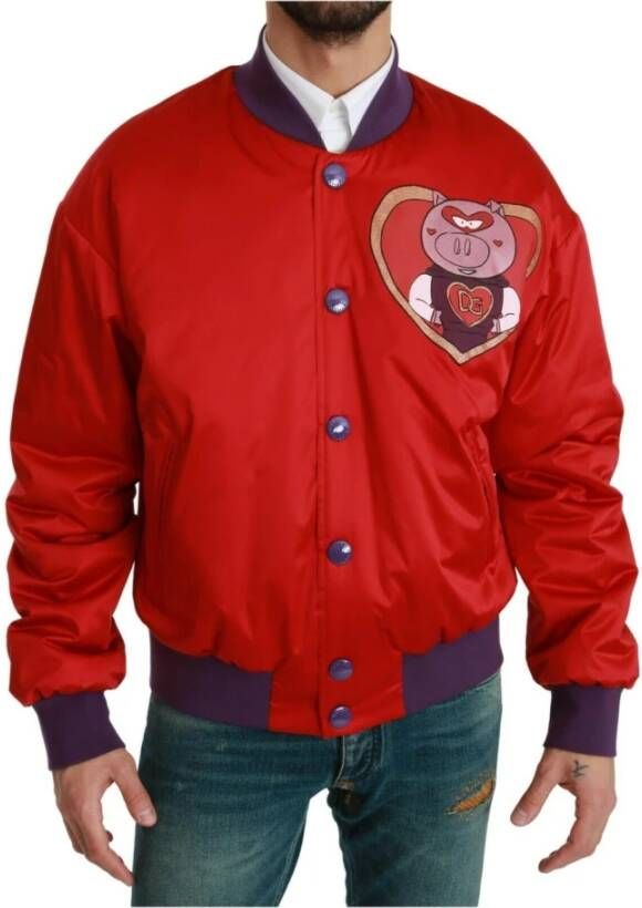 Dolce & Gabbana Red Year OF THE PIG Bomber Jacket Rood Heren