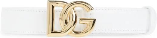 Dolce & Gabbana Logo Riem met Gouden Metalen Gesp White Dames