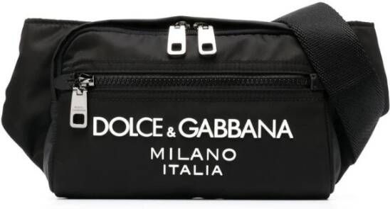 Dolce & Gabbana Zwarte tassen met dubbele rits en logo slider Black Heren