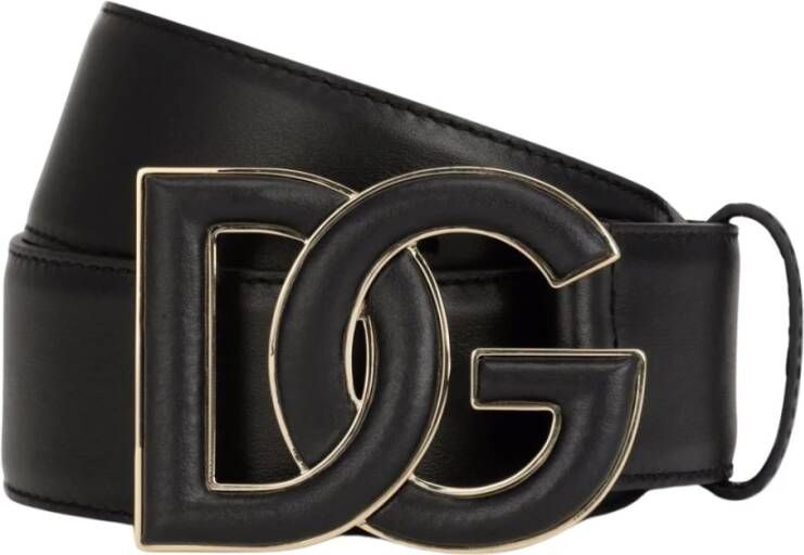 Dolce & Gabbana Zwart Leren Logo Riem Black Dames