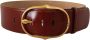 Dolce & Gabbana Maroon Leather Gold Metal Oval Buckle Belt Bruin Unisex - Thumbnail 1
