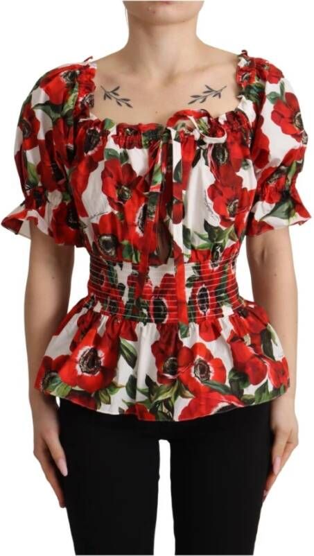 Dolce & Gabbana Bloemen Top Vrouwelijke Bloes met Bloemenprint Red Dames