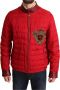 Dolce & Gabbana Rode Brokaat Bomberjack met Gouden Kroon Logo Rood Heren - Thumbnail 1