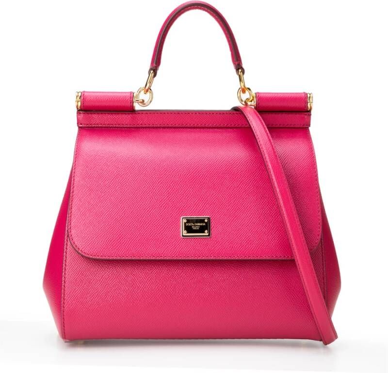 Dolce & Gabbana Rode handtas met Leo-print interieur Roze Dames