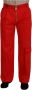 Dolce & Gabbana Rode Katoenen Straight Fit Broek Red Heren - Thumbnail 1
