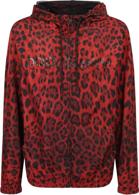 Dolce & Gabbana Rode Luipaardprint Jas voor Heren Rood Heren
