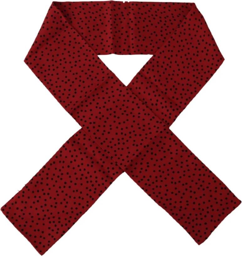 Dolce & Gabbana Rode Polka Dot Zijden Shawl Nek Wrap Sjaal Rood