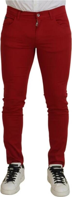 Dolce & Gabbana Rode Skinny Katoenen Stretch Denim Jeans Red Heren