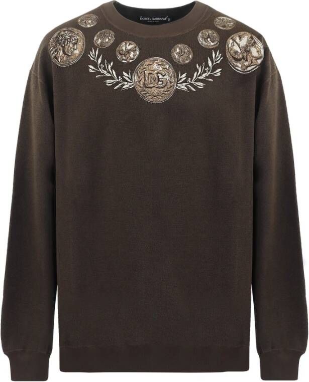 Dolce & Gabbana Bruine Sweaters met Grafische Print Brown Heren