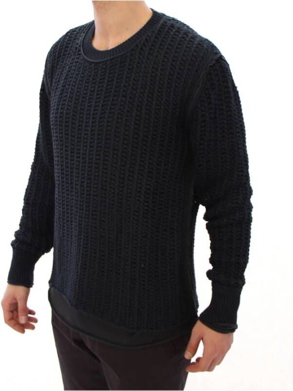 Dolce & Gabbana Blauwe Runway Net Pullover Netted Sweater Blue Heren