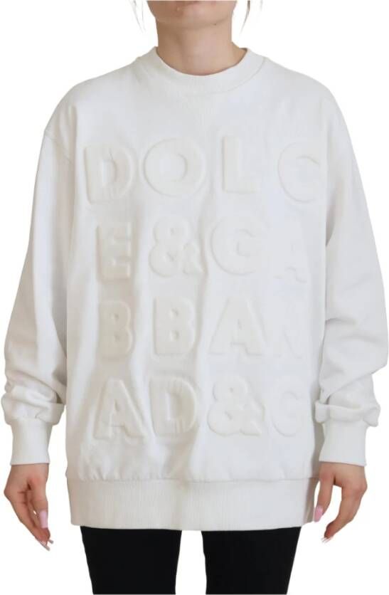 Dolce & Gabbana Witte Reliëf Katoenen Sweatshirt White Dames