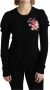Dolce & Gabbana Black Floral Long Sleeve Cardigan Sweater Zwart Dames - Thumbnail 1