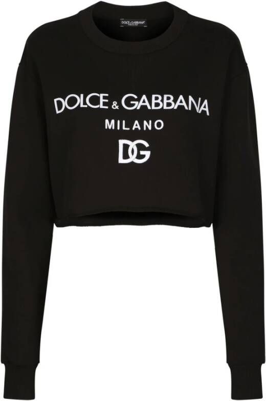 Dolce & Gabbana Cropped sweatshirt with logo Zwart Dames