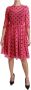 Dolce & Gabbana Geplooide A-lijn Knielengte Jurk met Polka Dots Pink Dames - Thumbnail 1