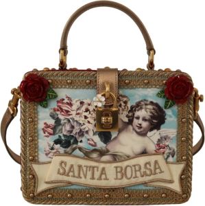 Dolce & Gabbana Santa Borsa Floral Roses Purse BOX Bag Beige Dames