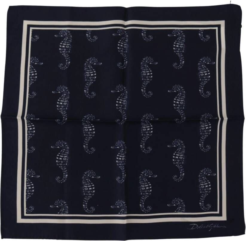 Dolce & Gabbana Blauwe Seahorse Vierkante Sjaal Blue Heren