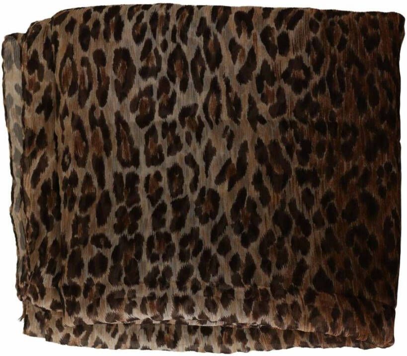 Dolce & Gabbana Bruine Luipaard Zijden Sjaal Brown