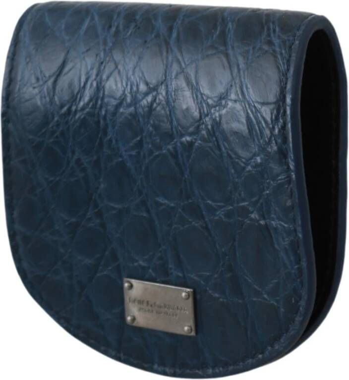 Dolce & Gabbana Blauwe exotische huid zakportemonnee met condoomhoesje Blue Heren