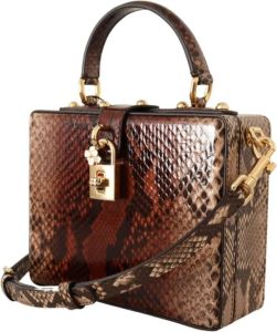 Dolce & Gabbana Pre-owned Brown Leather Box Shoulder Cross Body Purse Bruin Dames