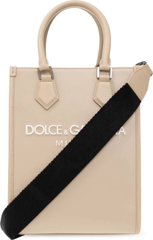 Dolce & Gabbana Schoudertas met logo Beige Dames