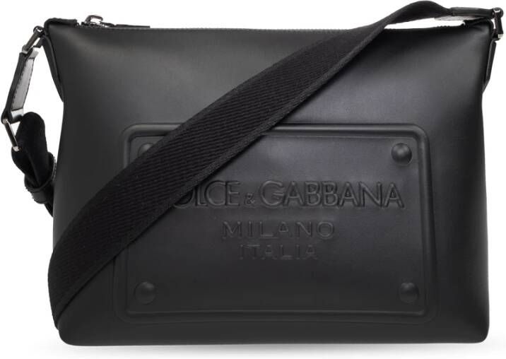 Dolce & Gabbana Logo Crossbody Leren Tas Zwart Black Heren