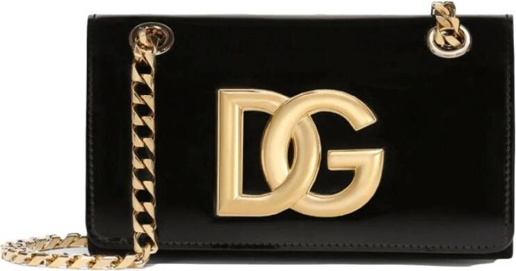 Dolce & Gabbana Zwarte Schoudertas van Kalfsleer Black Dames